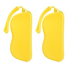 2 Pcs Silicone Glasses Pouch with Strap Zipper, for Travel, Yellow