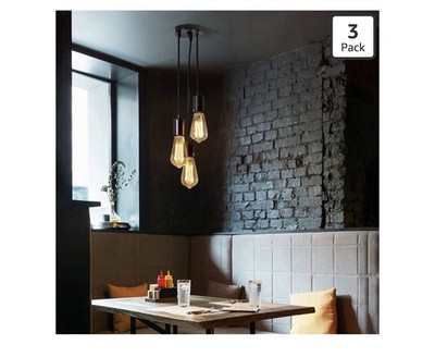 Industrial 3-Light Matte Black Glass Chandelier Pendant, Indoor Lighting