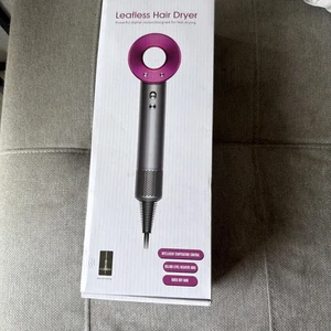 NEW Séchoir à cheveux sans feuille Chaleur réglable ionique avec Buse de concentrateur rose/gray