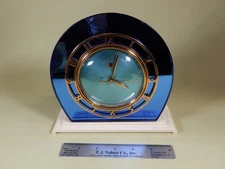 GE 4F71  "Casino Blue Glass Mirror Clock Beautiful Condition Keeps Good Time