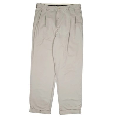 POLO RALPH LAUREN Hammond Pant Plissee Vintage 90s Chino Hose Creme Herren W36