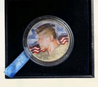 1965 John F Kennedy Colorized Half-Dollar Coin In Case 40% Silver, UNC.