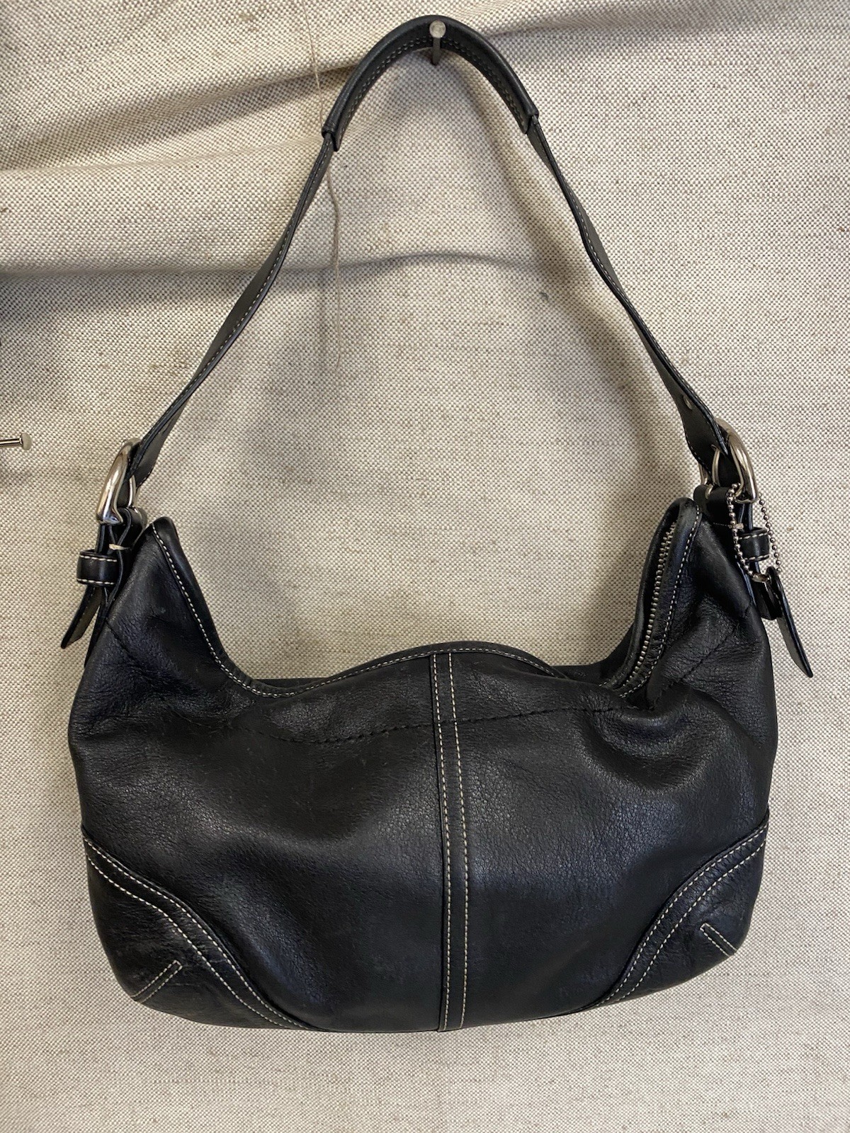 Coach Y2K Vtg Black Leather #9464 Mini Soho Hobo Shoulder Bag Purse Handbag DMGD