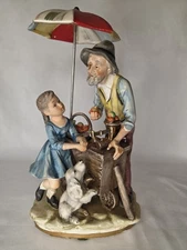 Vintage Norleans  Japan Bisque Figurine Apple Peddler With Umbrella