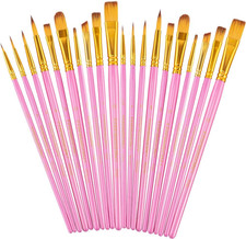 20Pcs Bulk Artist Paint Brush Set for Acrylic Watercolor Gouache Hobby Craft Fac