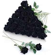 LPREUTWN 30pcs Fake Roses Artificial Silk Flowers Long Stems Bouquet for Wedding