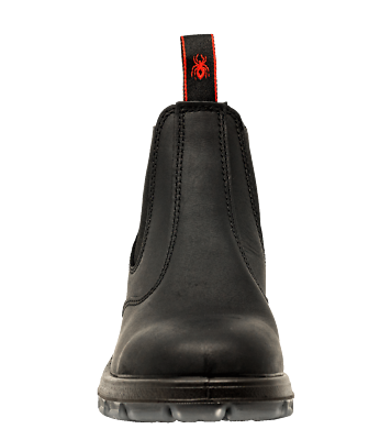 Redback Easy Escape Black Work Boots - Slip-Resistant Elastic Sided Comfort