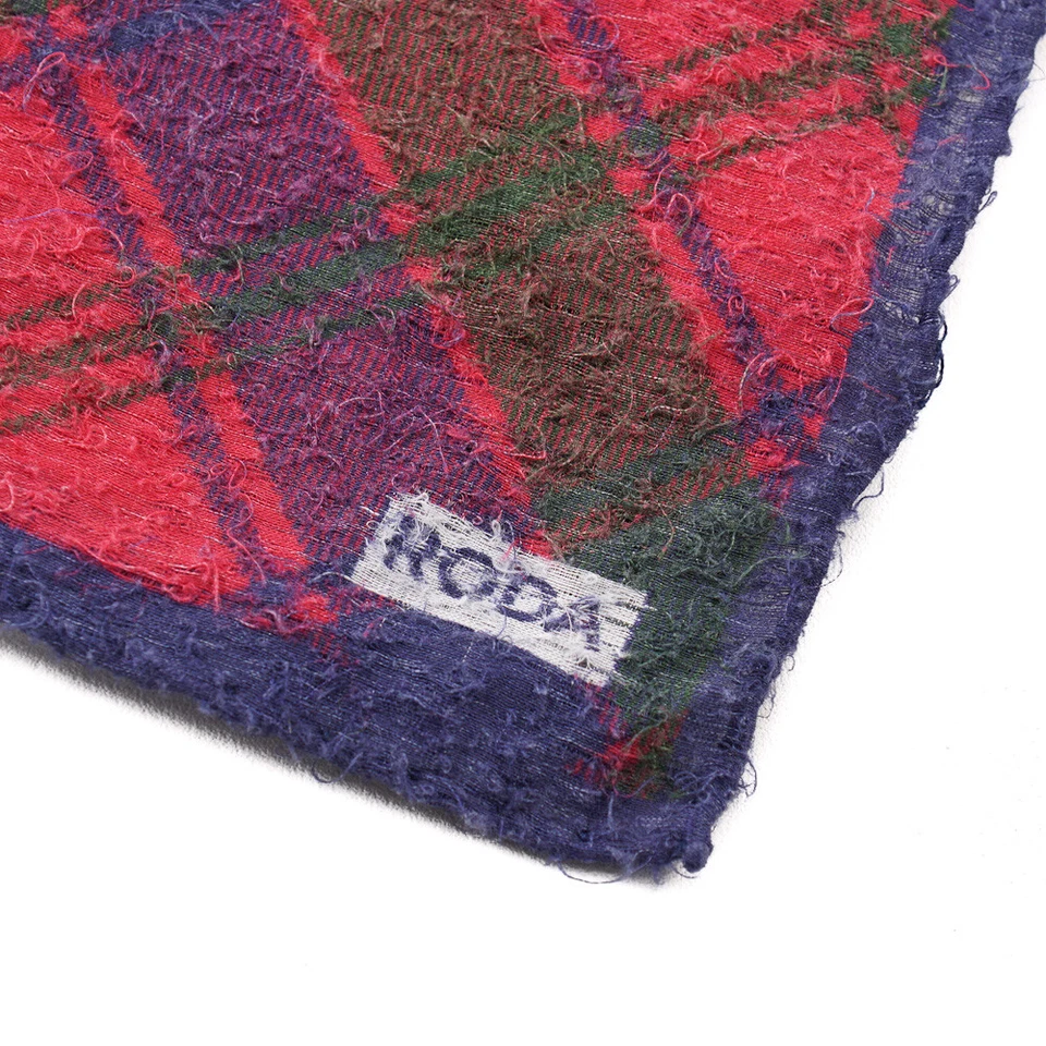NWT RODA Red-Green-Purple-Navy Check Textured Cotton-Silk Pocket Square - Image 2 of 3