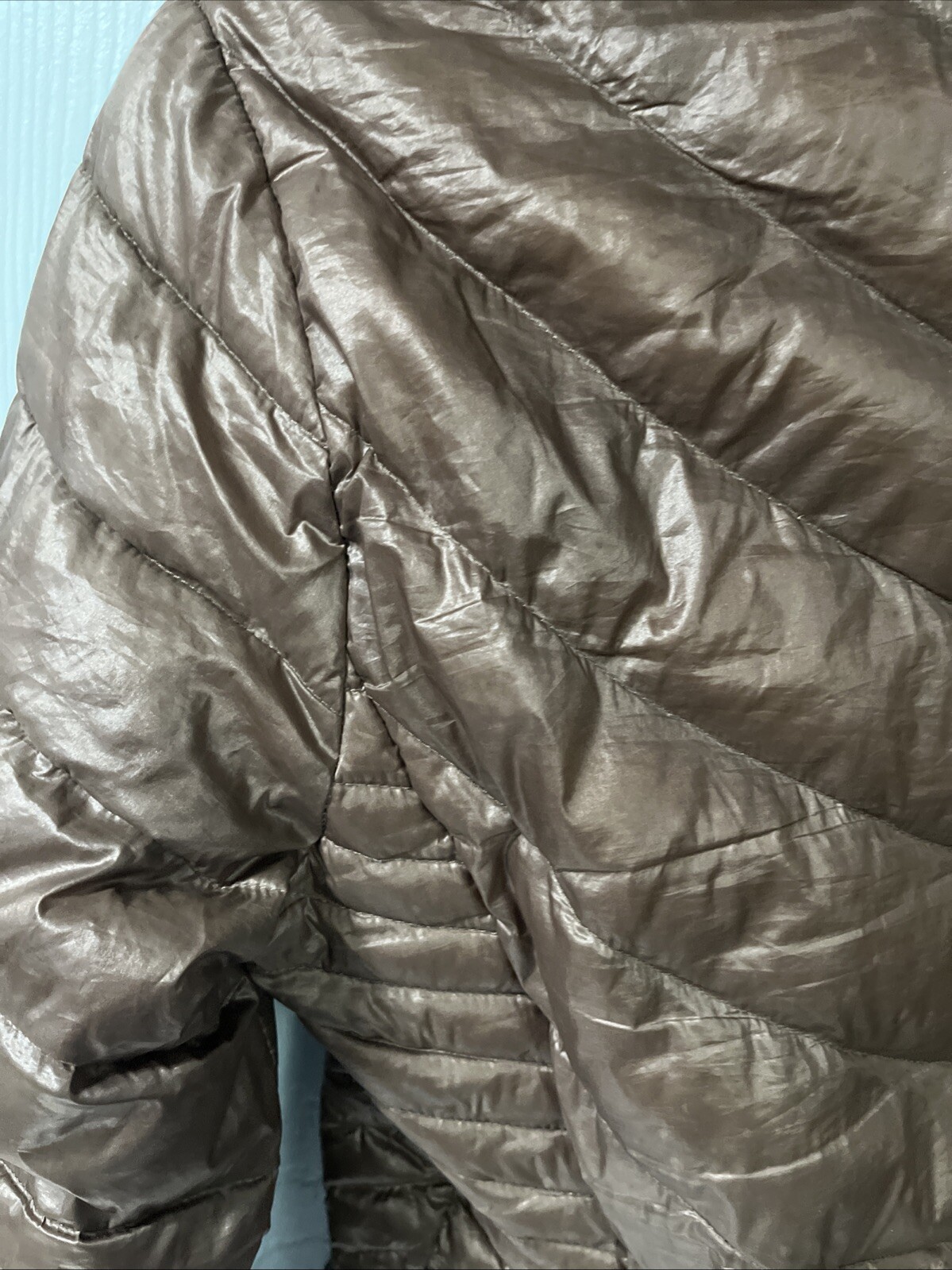 Calvin Klein Packable Lightweight Premium Down Women’s Hooded Jacket Sz. S Brown thumbnail 18