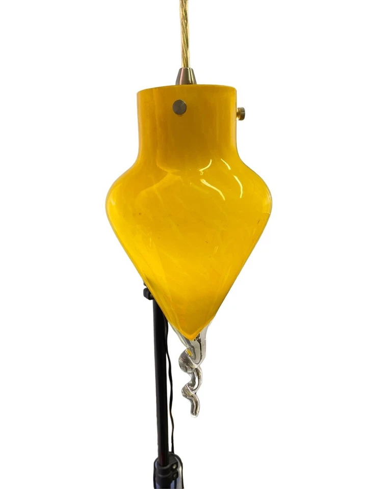 Contemporary Handblown Swirl Glass Pendant Statement Light Yellow & Silver 12” — 第 2/4 张图片