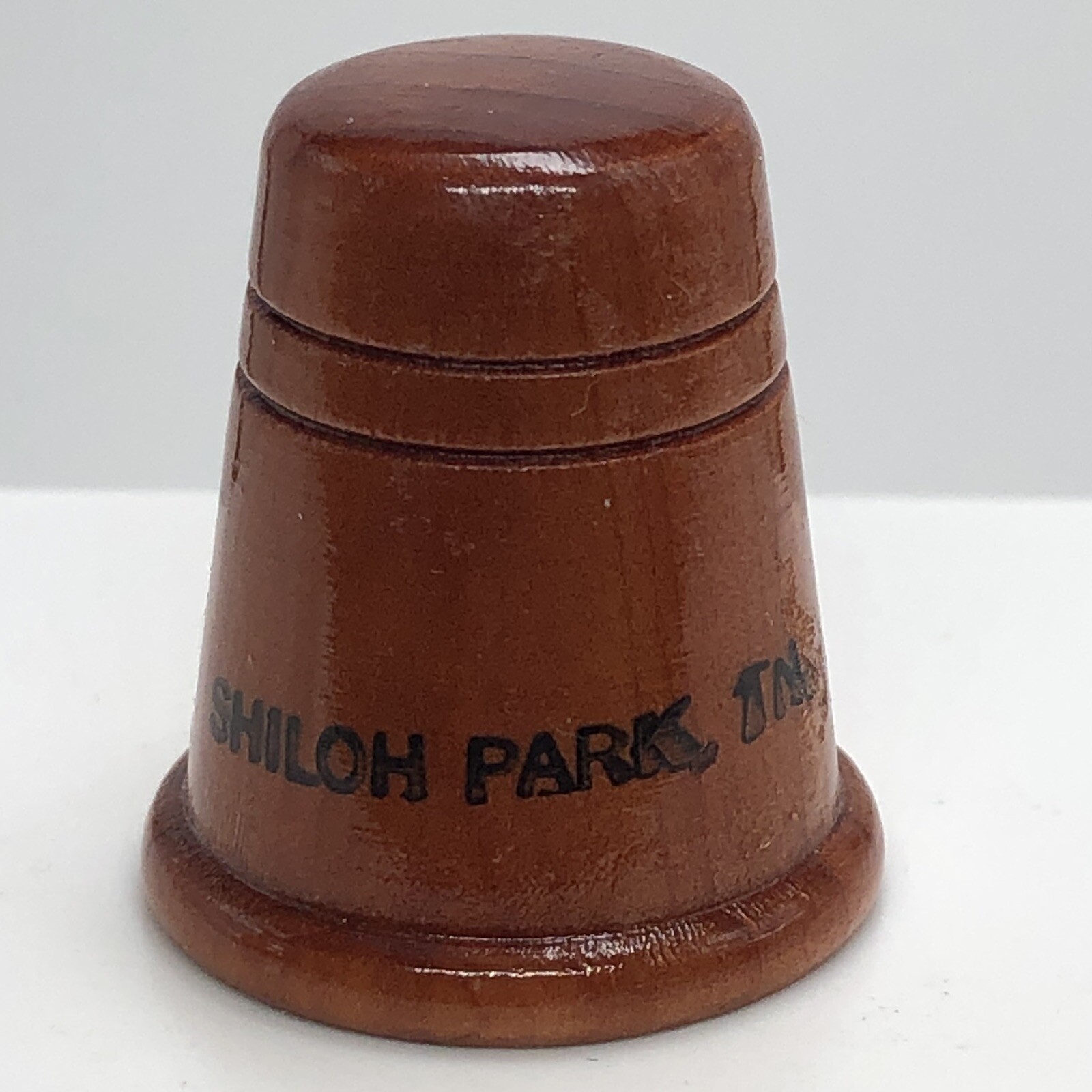 Vtg Wood / Wooden Shiloh Park Tennessee Souvenir Thimble - National Park