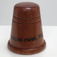 Vtg Wood / Wooden Shiloh Park Tennessee Souvenir Thimble - National Park