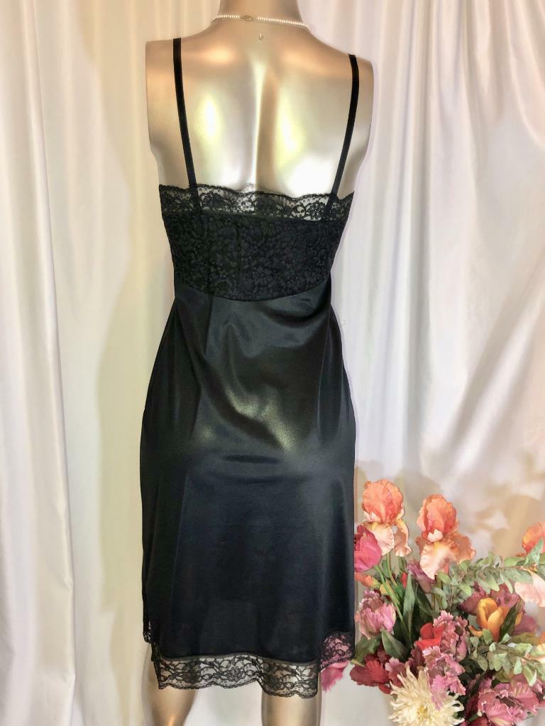 Vassarette Black Nylon Ivory Full Slip Size 34 06… Gem