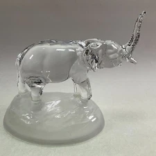 Crystal D'Arques Crystal Elephant Figurine with a Raised Trunk - Vintage France