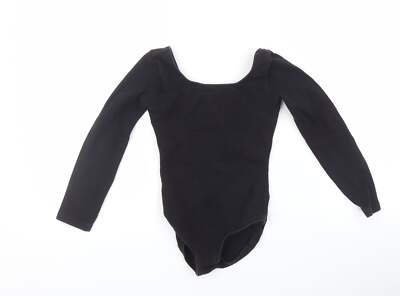 Bloch Mädchen schwarz Baumwollmischung Basic T-Shirt Größe 5-6 Jahre Rollkragen