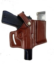 K037 Leather OWB Combo Holster with Mag Pouch RH For Colt 1911 & Similar Pistols