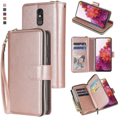 LG Stylus Wallet Case Card Zipper Kickstand Flip Leather Case