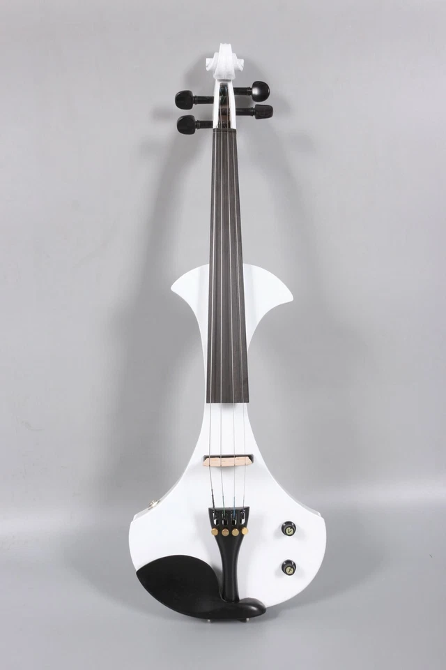 White Electric Violin 4/4 Solid wood Nice Tone Free Case Bow Ebony Fittings - Image 3 of 4
