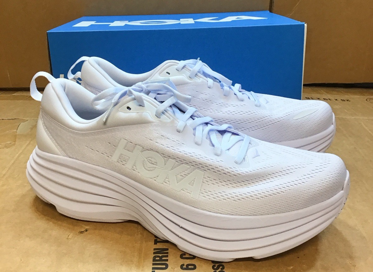 Hoka Bondi 8 Running Shoes Triple White 1123202 WWH Mens | eBay display picture 3