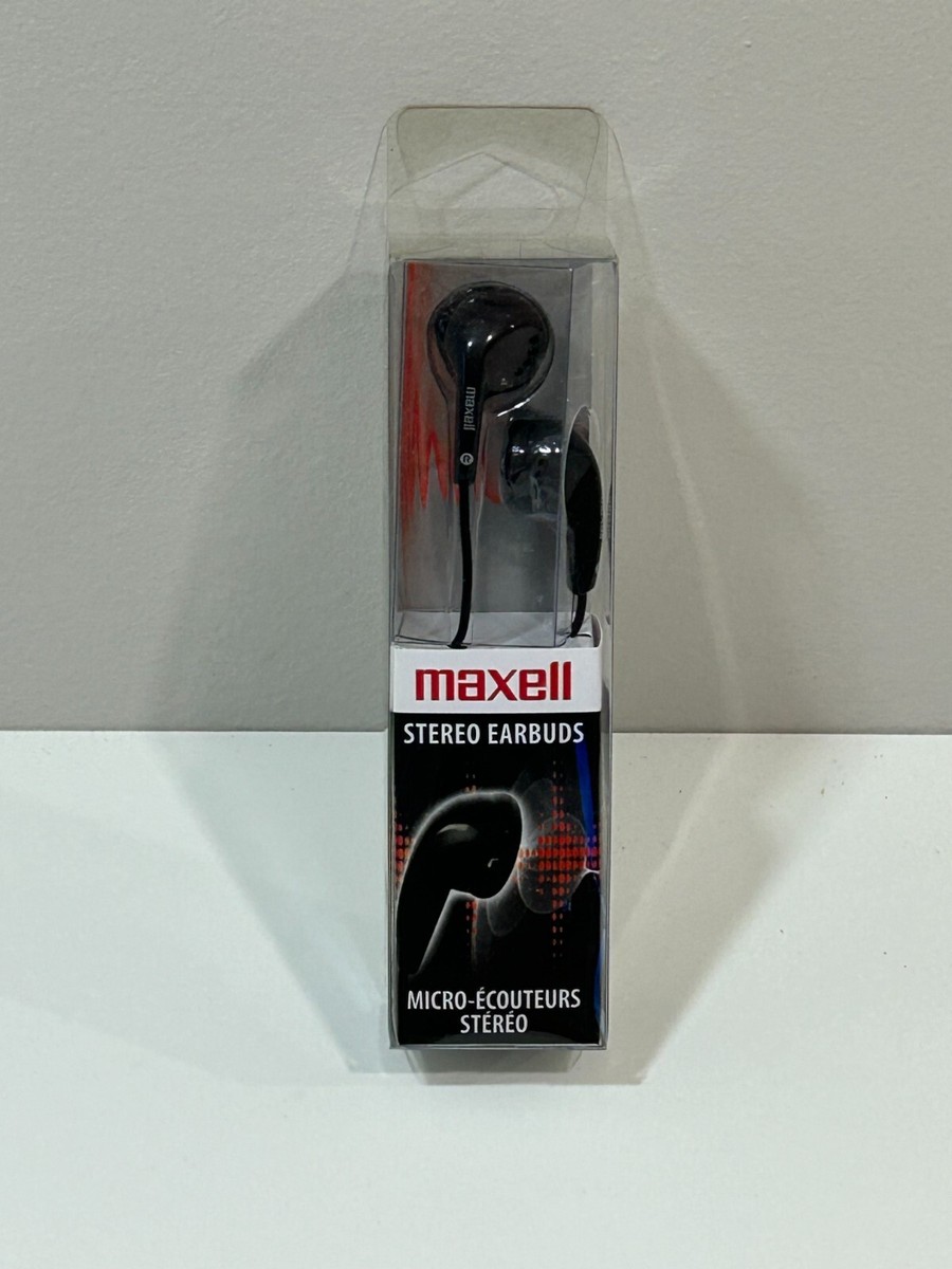 Maxell EB95 Black Lightweight Stereo Earbuds NEW