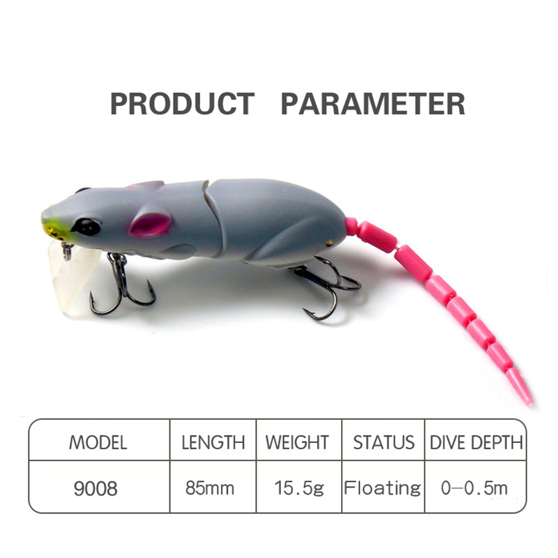 Leurre De Pêche Souris/rat Articulé 8cm - Topwater Pour Brochet Et Perche - Lot De 2