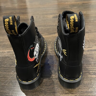 Dr. Martens 1460 Souvenir Black Skull Embroidered Boots 26929001