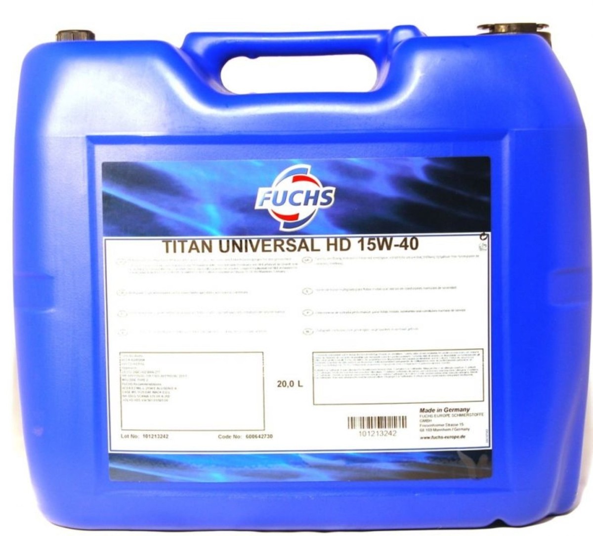 ENG-FUCHS TITAN UNIVERSAL 15W40 HD 20L (21 U.S. Qts.) 100% MINERAL