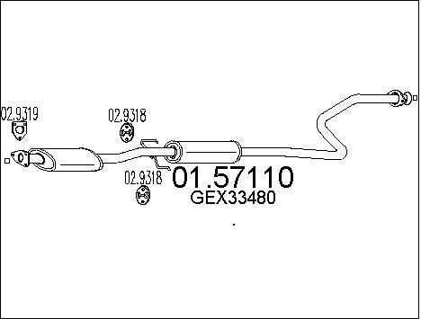 Silencieux intermédiaire Rover 200 218D et 400 418D pour berline 3 et 5 portes