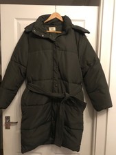 Hush - Longline Khaki Hooded Puffa Coat - Size 8
