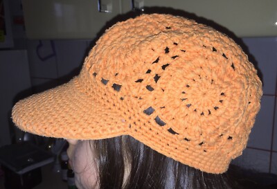 Häkel Strick Cap Handmade Selfmade Wolle Garn Orange Einheitsgröße