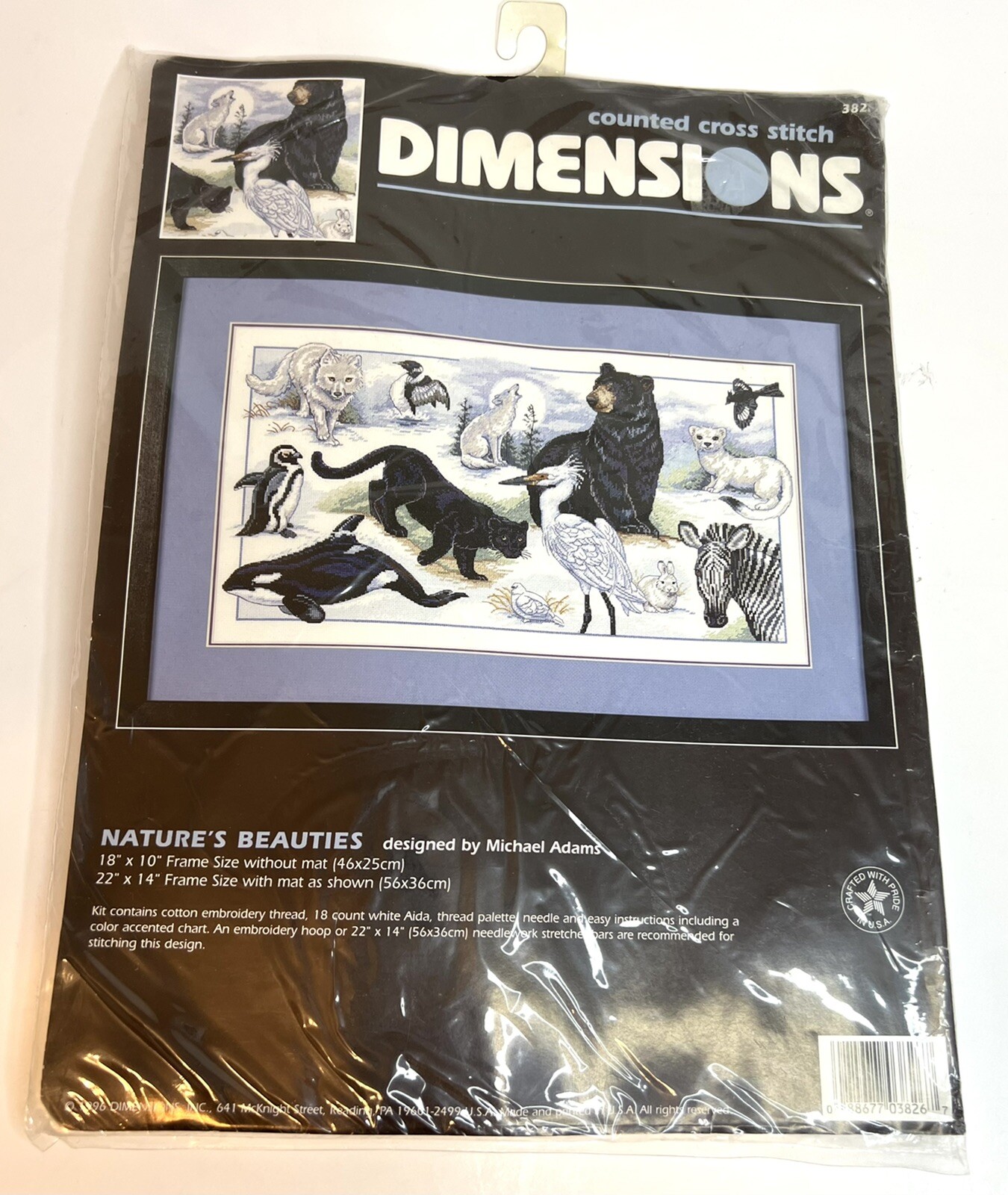 Dimensions NATURE'S BEAUTIES Cross Stitch Kit# 3826 18x10" NIP Bear