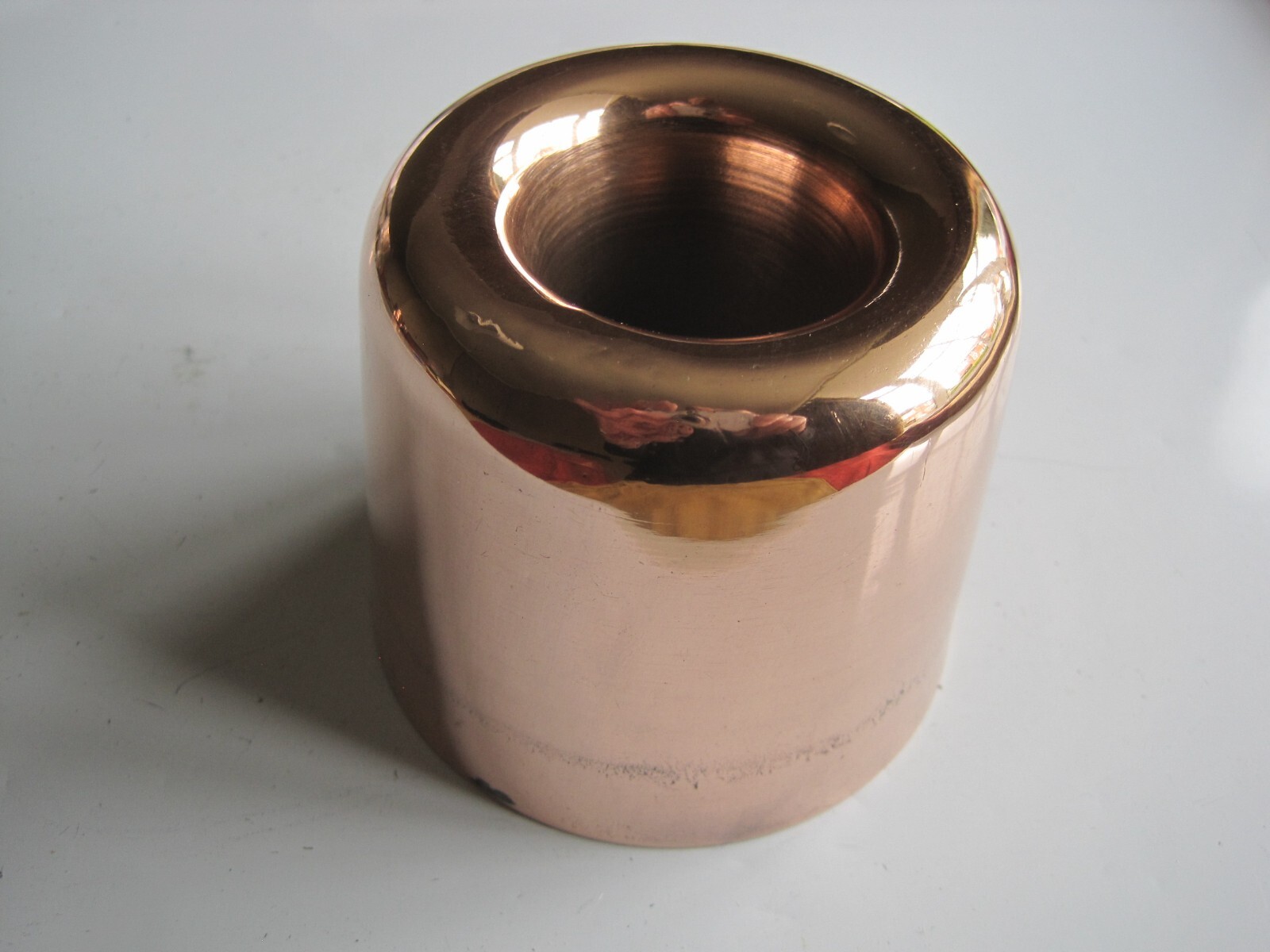 ANTIKE VIKTORIANISCHE EINFACHE KUPFER TIMBALE FORM MIT VERZINNTEM INNENRAUM - 3 7/8" DURCHMESSER