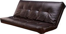 Queen Size (Bonded Leather) Innerspring Futon Mattress  Cappuccino (Dark Brown) 