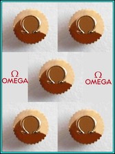 5 five Original OMEGA Watch Crowns GOLD PLATED - N.O.S. - 4.10 mm - STEM: 0.90