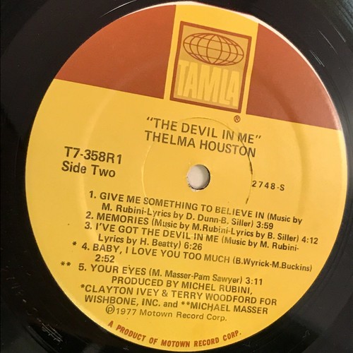 THELMA HOUSTON The Devil In Me 1977 USA vinyl LP Tamla Motown original - Picture 3 of 4