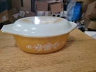 Vintage 1972-78 PYREX OVAL CASSEROLE w LID Butterfly Gold 1.5 QT #043