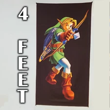 Zelda Link game room banner 2x4 foot tapestry wall flag The Legend of Zelda gift