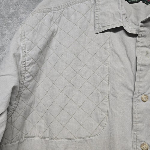 Orvis Shirt Mens Sz Large Gray Quilted Hunting Safari Shooting Roll Tab Sleeve - Picture 11 of 15