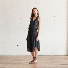 NWOT ULLA JOHNSON "Cleo" Satin Midi Dress SZ 0 $438 Sleeveless Noir