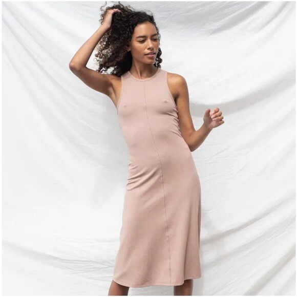 LUNYA Womens Restore Fitted Dress Bare / Otium Tan Heather Size: L