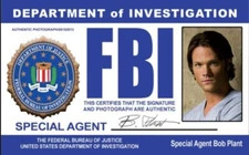 Supernatural Bob Plant Novelty ID Made On Metal/Aluminum 