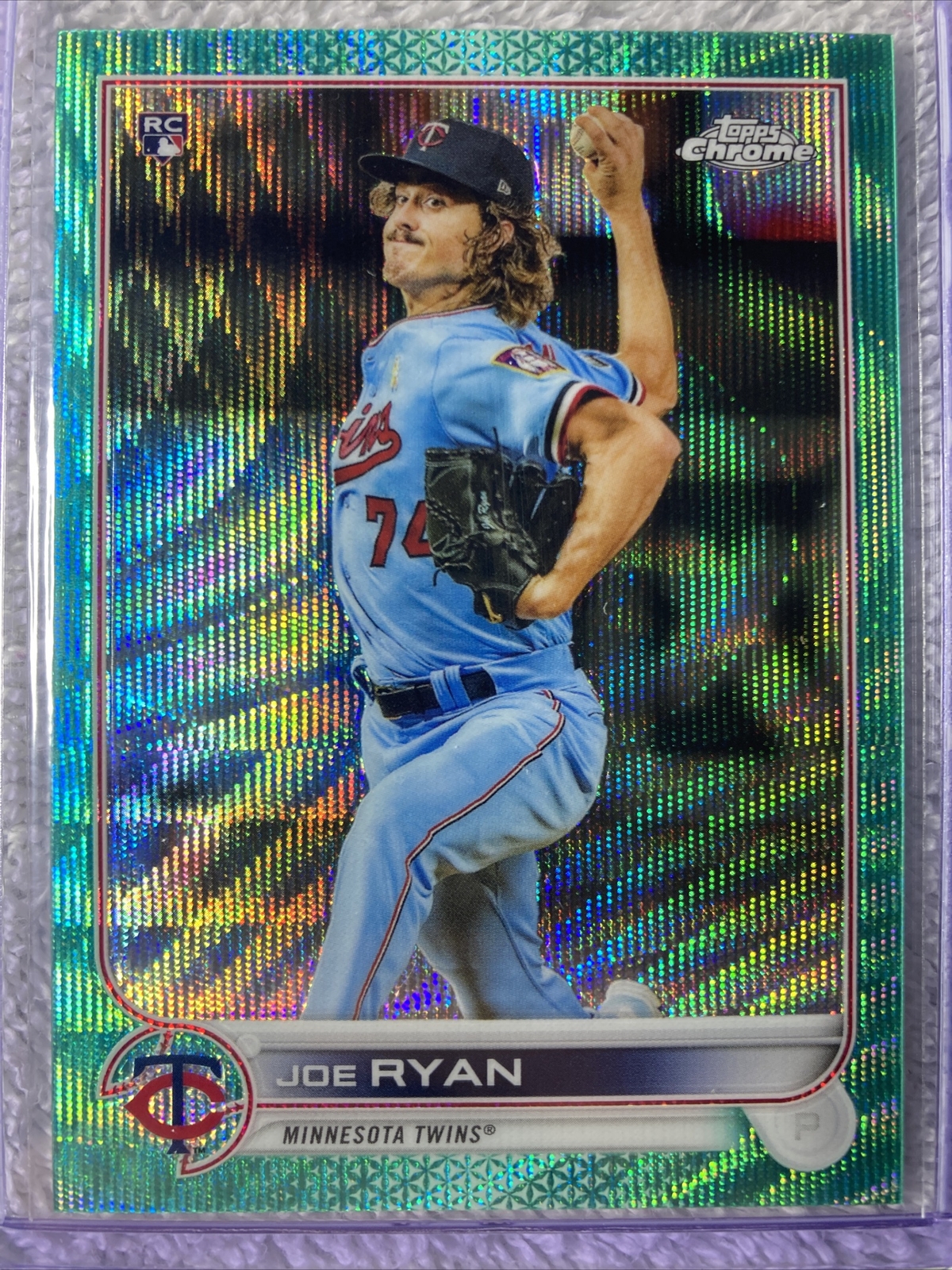 Joe Ryan 2022 Topps Chrome Rookie Aqua Refractor Card RC /199 #48 Minnesota