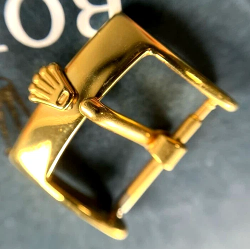 Rolex 16mm Gold Crown Buckle GP for Leather Strap Fits Datejust 20mm Lug Genuine