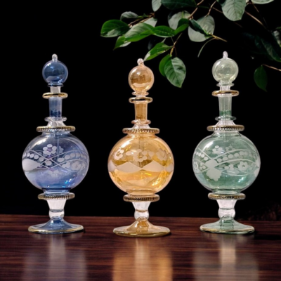 LW43 Large Hand-Blown Egyptian Decorative Glass Perfume Bottle Set  Ounce*