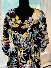 Pure Cotton Black Long Floral Printed Hippie Maxi Women Nightwear Caftan Dress