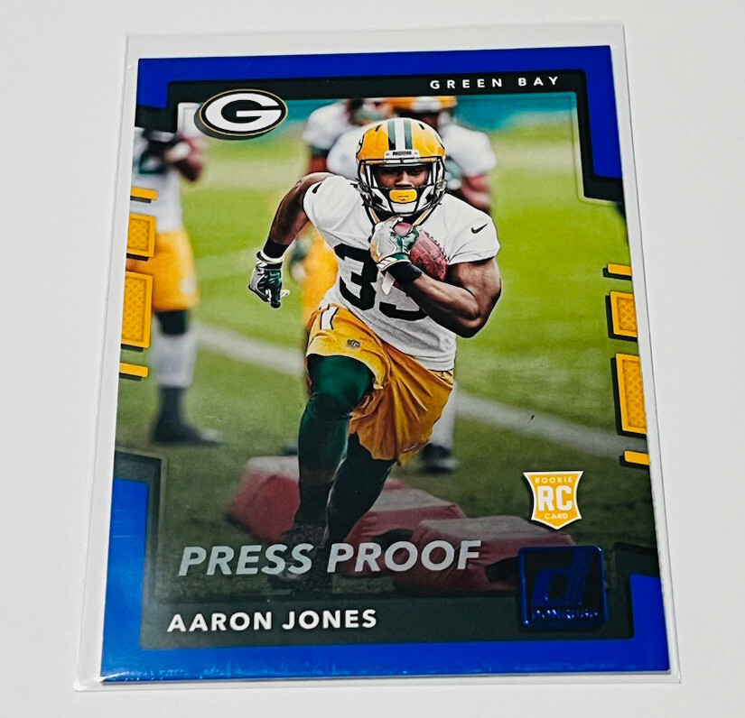 2017 Panini Donruss Rookie Press Proof Blue Aaron Jones #385 RC