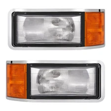 Headlight W/Bezel +Bulbs For Mack CL602 CL603 CL712 1990-2002 CL733 CL713 90-02