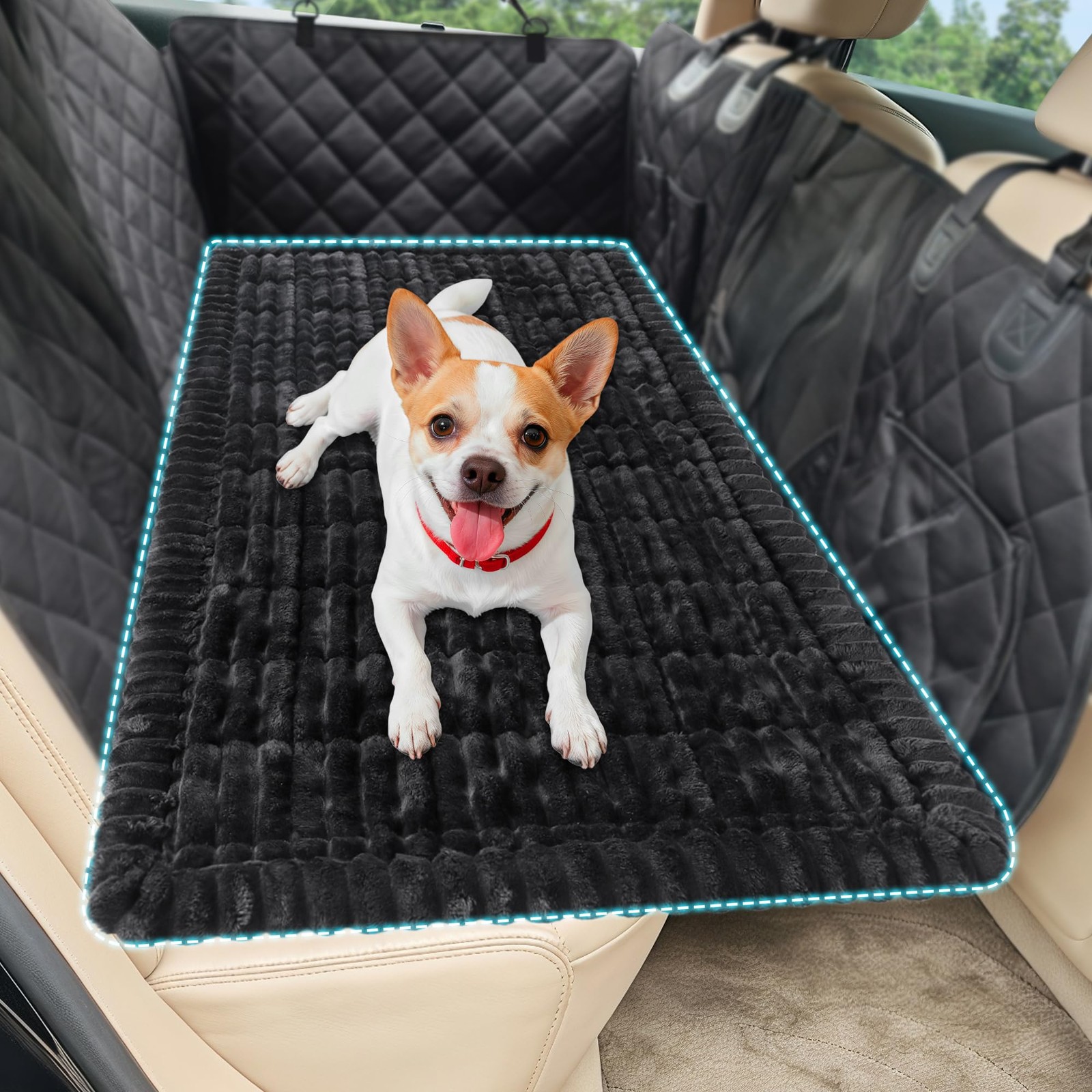 Tapis antidérapant et moelleux chien pour protection banquette arrière