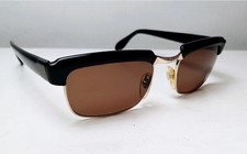 Vintage Clubmaster Sunglasses GOLD FILLED 1970's INDO Hipster Old School Depp