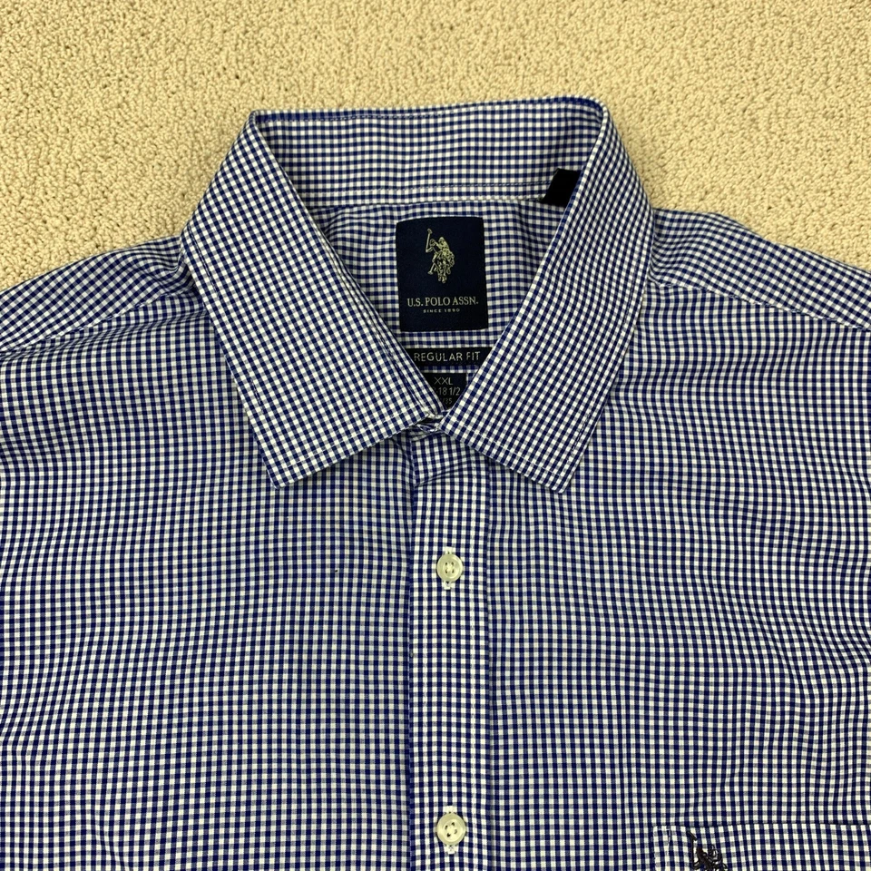 US Polo Assn. Camisa de vestir de ajuste regular para hombre manga larga a cuadros búfalo 18-18,5 Foto 2 de 4